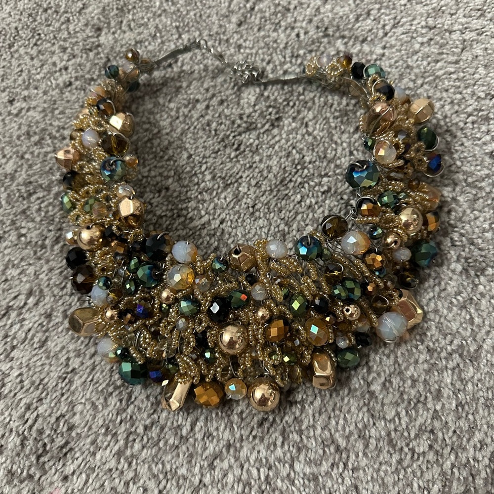 Aldo Elegant Gold and Multicolor Statement Necklace